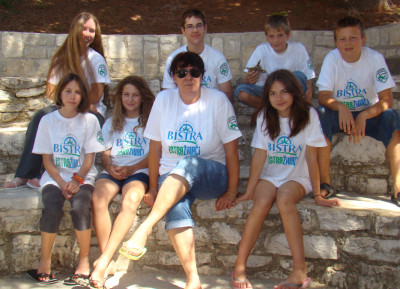 Maja Litovi with experimental archeology group at Youth Science Camp II, Vinjan, 2009